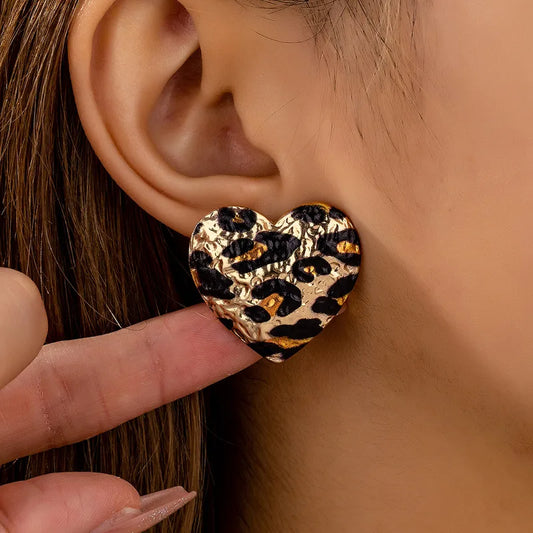 Leopard Heart Earrings