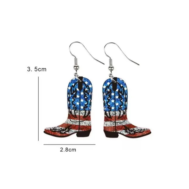 America Boot Earrings