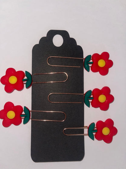 Red Flower Paper Clip