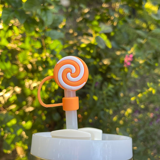 Orange Swirl Straw Cover