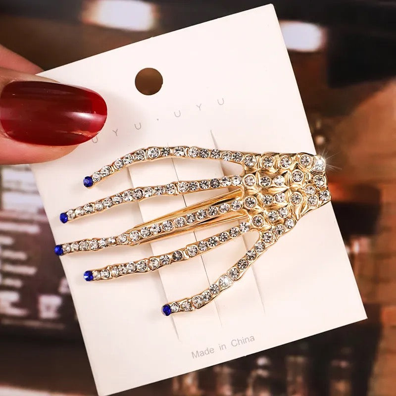 Rhinestone Skeleton Hair Clip