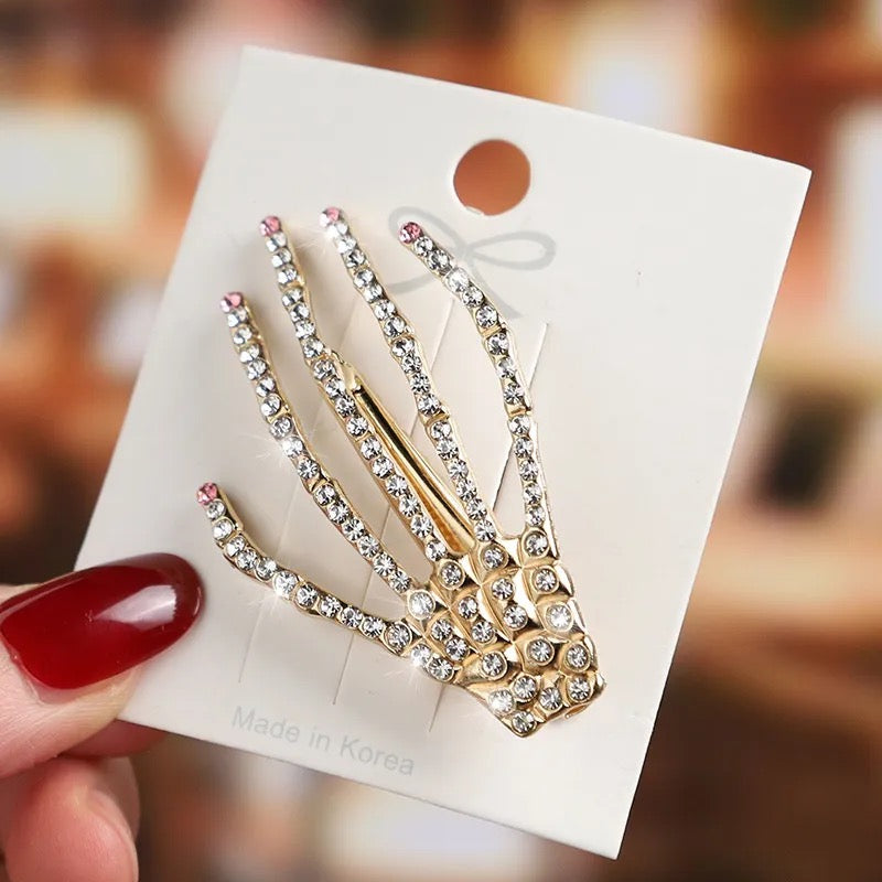 Rhinestone Skeleton Hair Clip