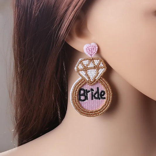 Bride Embroidery Earrings