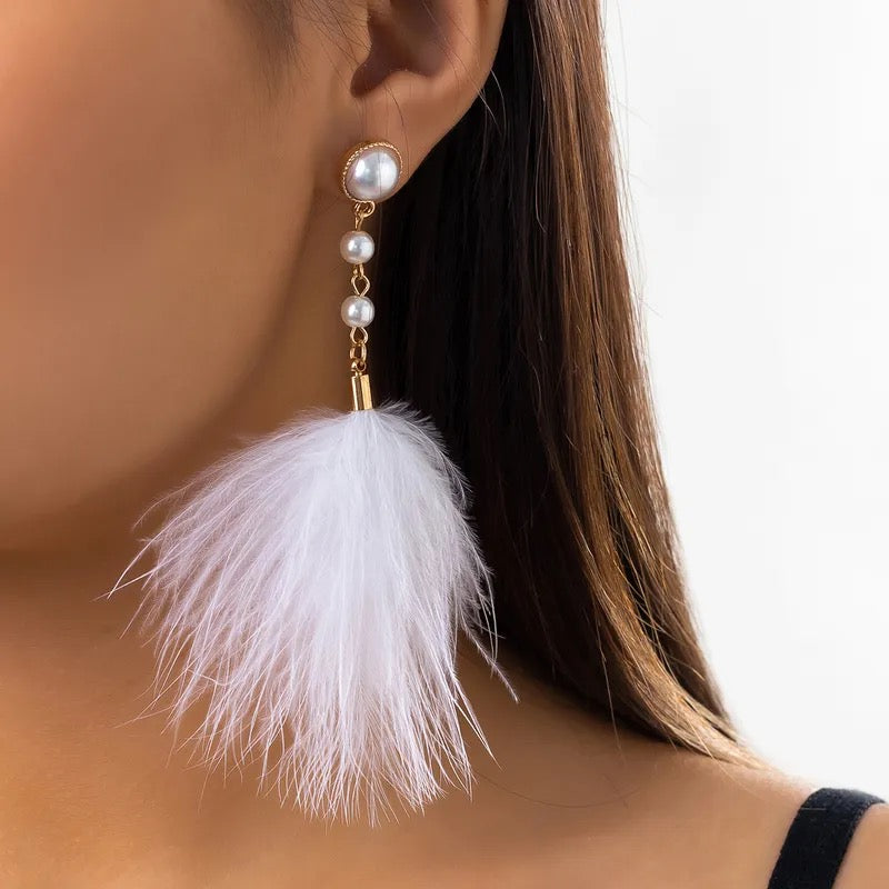 Pearl Feather Earrings